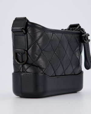 Chanel Black Small Gabrielle Bag in Calfskin Leather With So Black Hardware
