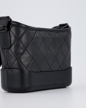 Chanel Black Small Gabrielle Bag in Calfskin Leather With So Black Hardware