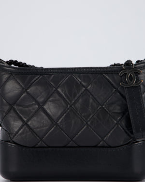 Chanel Black Small Gabrielle Bag in Calfskin Leather With So Black Hardware
