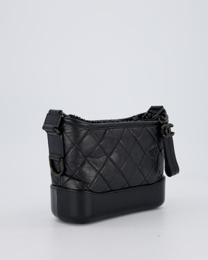 Chanel Black Small Gabrielle Bag in Calfskin Leather With So Black Hardware