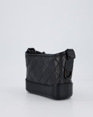 Chanel Black Small Gabrielle Bag in Calfskin Leather With So Black Hardware