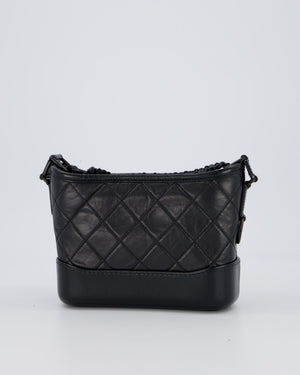 Chanel Black Small Gabrielle Bag in Calfskin Leather With So Black Hardware