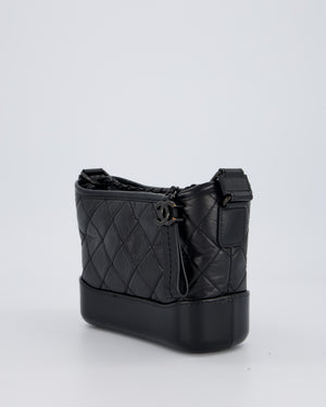 Chanel Black Small Gabrielle Bag in Calfskin Leather With So Black Hardware