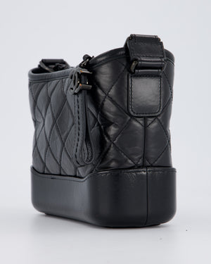 Chanel Black Small Gabrielle Bag in Calfskin Leather With So Black Hardware