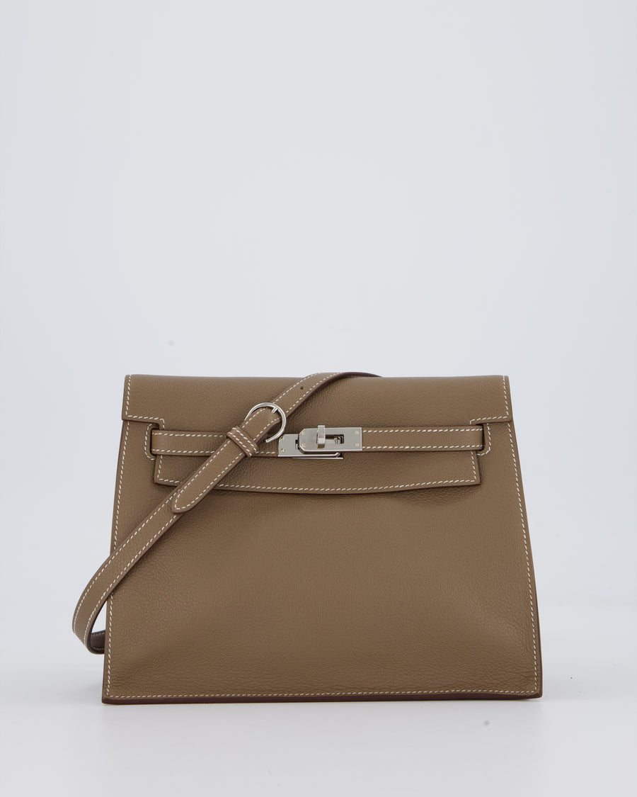 Hermès Kelly Danse Bag in Etoupe and Beton Togo Leather with Palladium Hardware