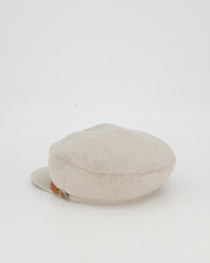 Hermès Grey Deauville Cap in Cashmere with Braided Leather Trim Size 56