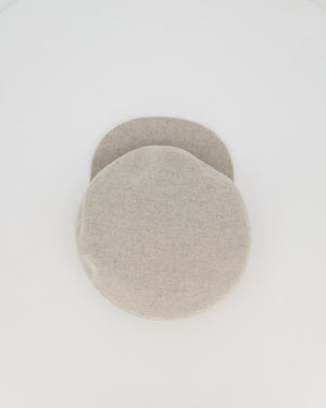 Hermès Grey Deauville Cap in Cashmere with Braided Leather Trim Size 56