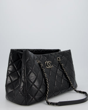 Chanel Black Soft Tote Bag In Lambskin Leather with Rutheniam Hardware