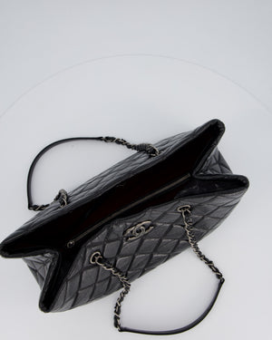 Chanel Black Soft Tote Bag In Lambskin Leather with Rutheniam Hardware