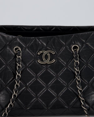Chanel Black Soft Tote Bag In Lambskin Leather with Rutheniam Hardware