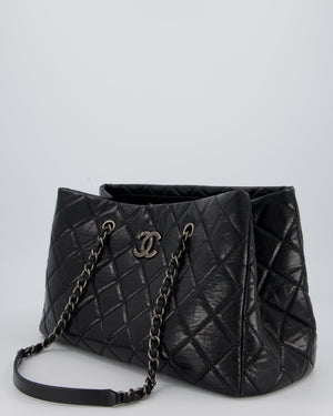 Chanel Black Soft Tote Bag In Lambskin Leather with Rutheniam Hardware
