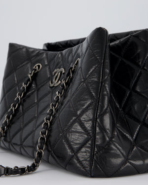 Chanel Black Soft Tote Bag In Lambskin Leather with Rutheniam Hardware