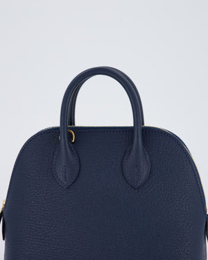 *HOT* Hermès Mini Bolide in Bleu Navy Mysore Leather with Gold Hardware