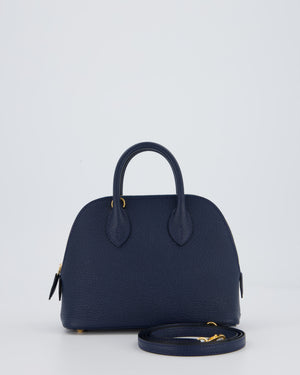 *HOT* Hermès Mini Bolide in Bleu Navy Mysore Leather with Gold Hardware
