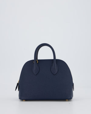 *HOT* Hermès Mini Bolide in Bleu Navy Mysore Leather with Gold Hardware