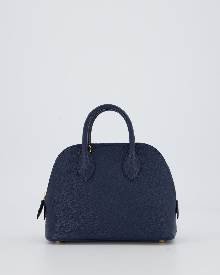 *HOT* Hermès Mini Bolide in Bleu Navy Mysore Leather with Gold Hardware
