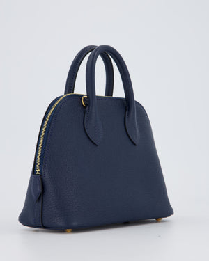 *HOT* Hermès Mini Bolide in Bleu Navy Mysore Leather with Gold Hardware