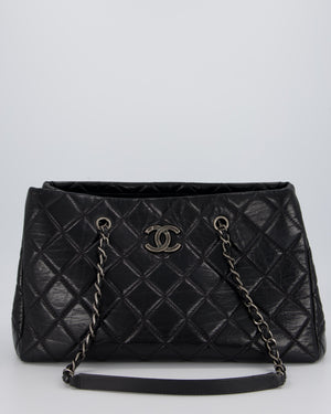 Chanel Black Soft Tote Bag In Lambskin Leather with Rutheniam Hardware