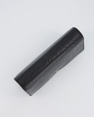 Chanel Camellia Black Wallet on Chain Bag in Lambskin Embossed Floral Leather with Silver Hardware