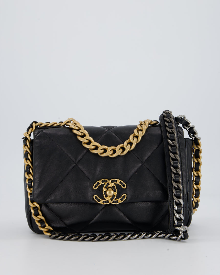 Chanel Black Medium 19 Bag in Quilted Goatskin Leather with Mixed Hardware