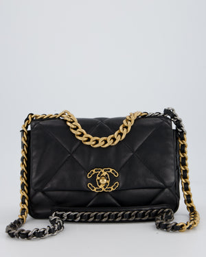 Chanel Black Medium 19 Bag in Quilted Goatskin Leather with Mixed Hardware