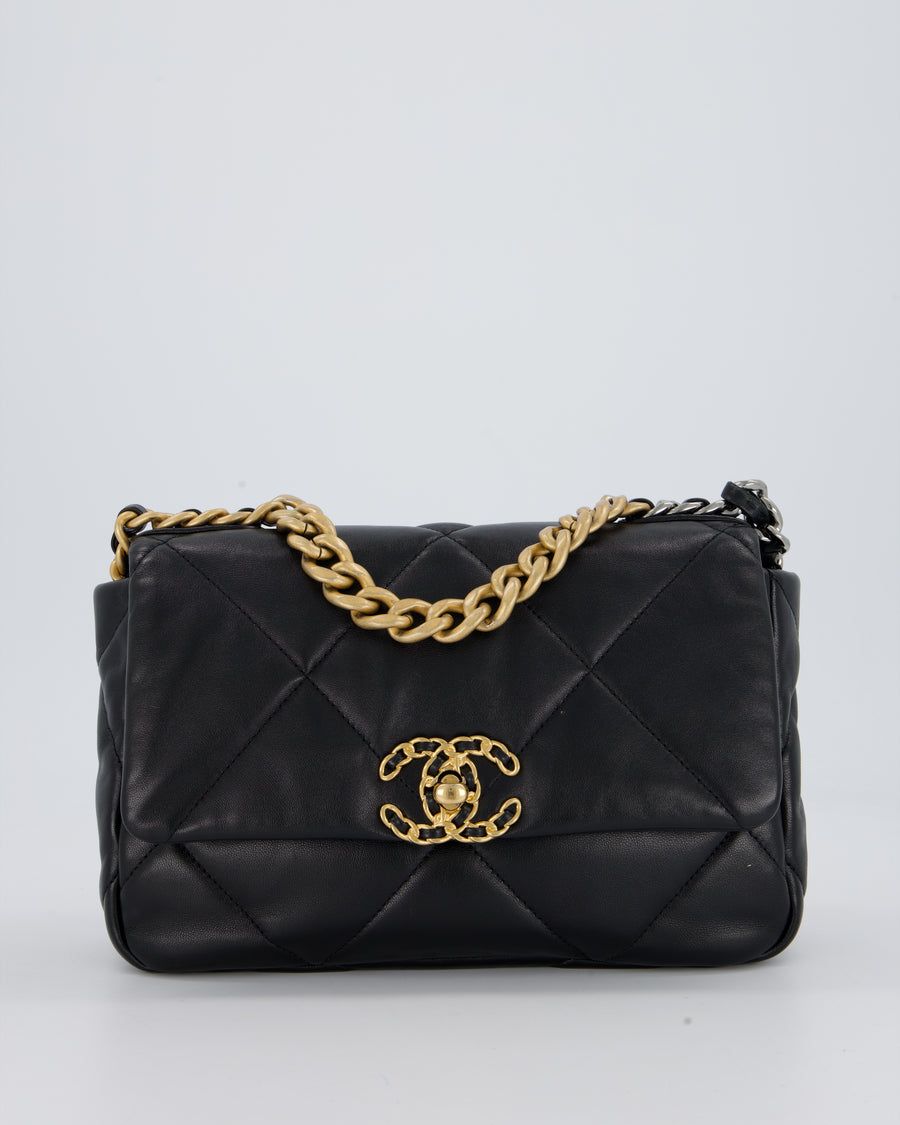 Chanel Black Medium 19 Bag in Quilted Goatskin Leather with Mixed Hardware