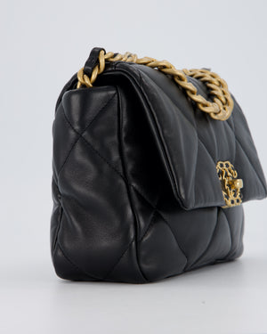 Chanel Black Medium 19 Bag in Quilted Goatskin Leather with Mixed Hardware