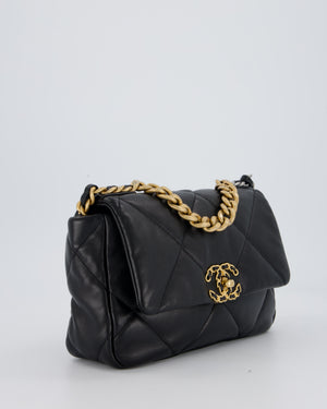 Chanel Black Medium 19 Bag in Quilted Goatskin Leather with Mixed Hardware