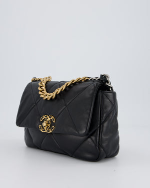 Chanel Black Medium 19 Bag in Quilted Goatskin Leather with Mixed Hardware