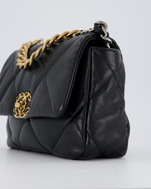 Chanel Black Medium 19 Bag in Quilted Goatskin Leather with Mixed Hardware