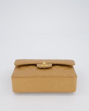 Chanel Vintage Beige Small Classic Double Flap Bag in Caviar Leather with 24K Gold Hardware