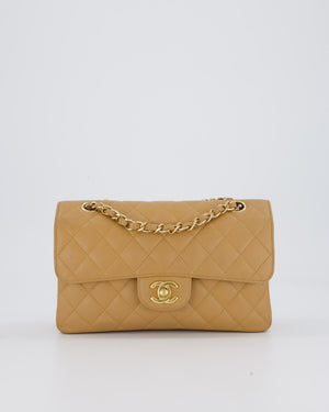 Chanel Vintage Beige Small Classic Double Flap Bag in Caviar Leather with 24K Gold Hardware