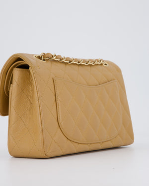 Chanel Vintage Beige Small Classic Double Flap Bag in Caviar Leather with 24K Gold Hardware