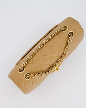 Chanel Vintage Beige Small Classic Double Flap Bag in Caviar Leather with 24K Gold Hardware