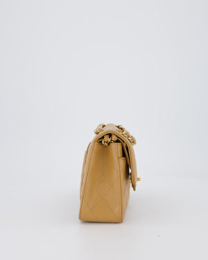 Chanel Vintage Beige Small Classic Double Flap Bag in Caviar Leather with 24K Gold Hardware