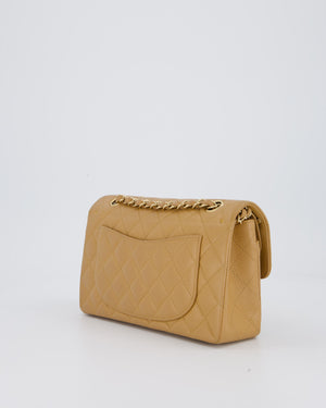 Chanel Vintage Beige Small Classic Double Flap Bag in Caviar Leather with 24K Gold Hardware