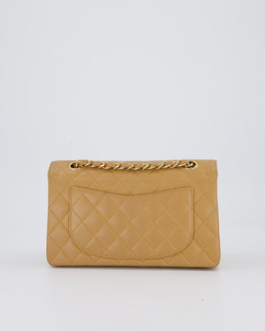 Chanel Vintage Beige Small Classic Double Flap Bag in Caviar Leather with 24K Gold Hardware