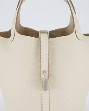Hermès Picotin Lock 18 Bag in Craie Taurillon Clemence with Palladium Hardware