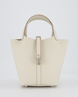 Hermès Picotin Lock 18 Bag in Craie Taurillon Clemence with Palladium Hardware