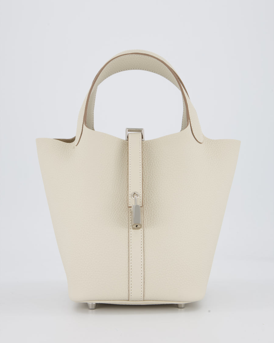 Hermès Picotin Lock 18 Bag in Craie Taurillon Clemence with Palladium Hardware