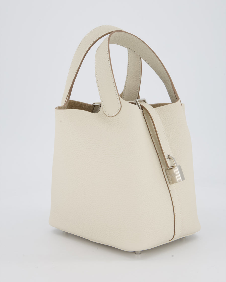 Hermès Picotin Lock 18 Bag in Craie Taurillon Clemence with Palladium Hardware