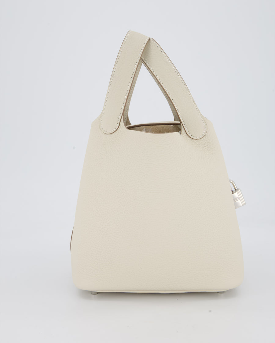 Hermès Picotin Lock 18 Bag in Craie Taurillon Clemence with Palladium Hardware