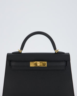 Hermès Mini Kelly II Bag in Noir Epsom Leather with Gold Hardware