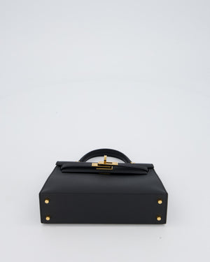 Hermès Mini Kelly II Bag in Noir Epsom Leather with Gold Hardware