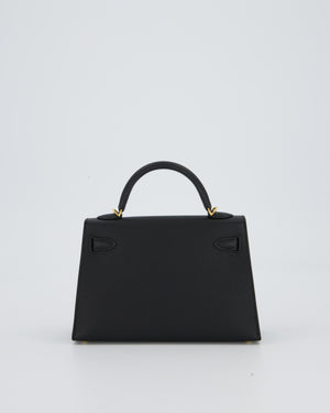 Hermès Mini Kelly II Bag in Noir Epsom Leather with Gold Hardware