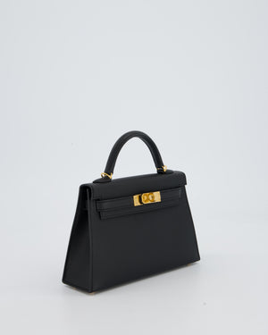 Hermès Mini Kelly II Bag in Noir Epsom Leather with Gold Hardware