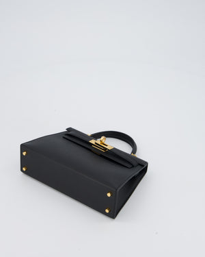 Hermès Mini Kelly II Bag in Noir Epsom Leather with Gold Hardware