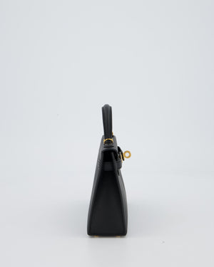 Hermès Mini Kelly II Bag in Noir Epsom Leather with Gold Hardware