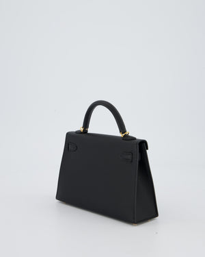 Hermès Mini Kelly II Bag in Noir Epsom Leather with Gold Hardware