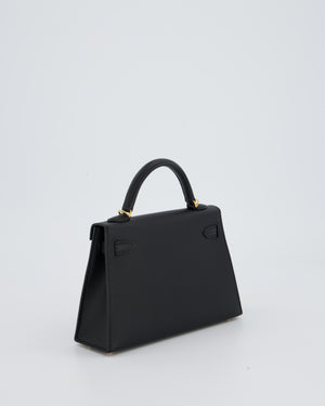 Hermès Mini Kelly II Bag in Noir Epsom Leather with Gold Hardware